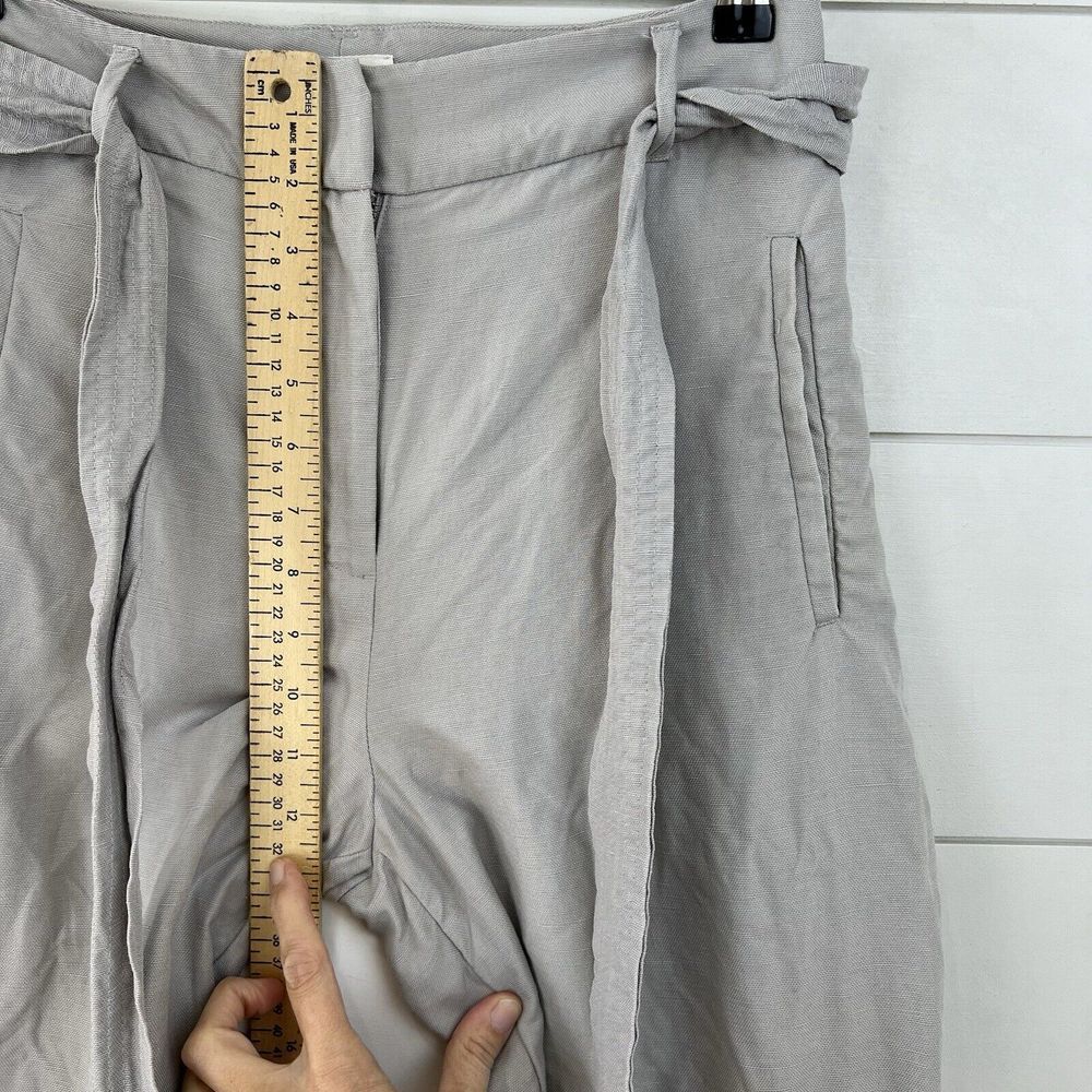 Wilfred 4 Jallade‎ Gray Linen Trousers Pants Tie Waist Crop Belted - Picture 8 of 10